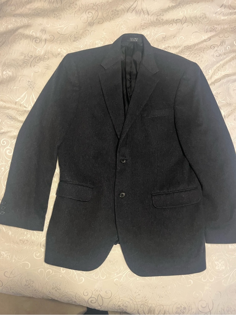 Andrew Fezza Cashmere Charcoal Gray Men's Black Sport Coat Blazer